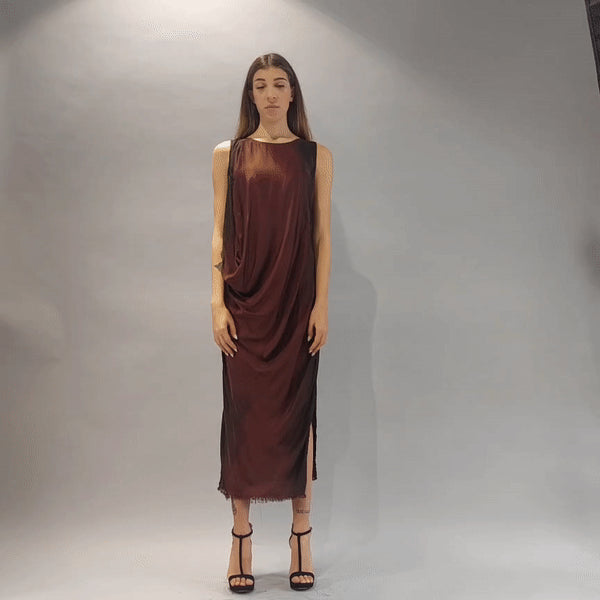 A39B SM193 BLOOD Sleeveless Dyed Degrade Satin Dress 246 Dresses Dress Woman LA HAINE INSIDE US TEPHRA