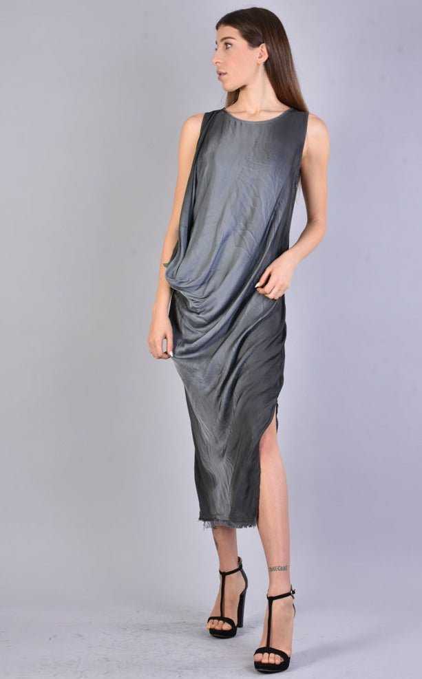 A39B SM193 GREY Sleeveless Dyed Degrade Satin Dress 246 Dresses Dress Woman LA HAINE INSIDE US TEPHRA