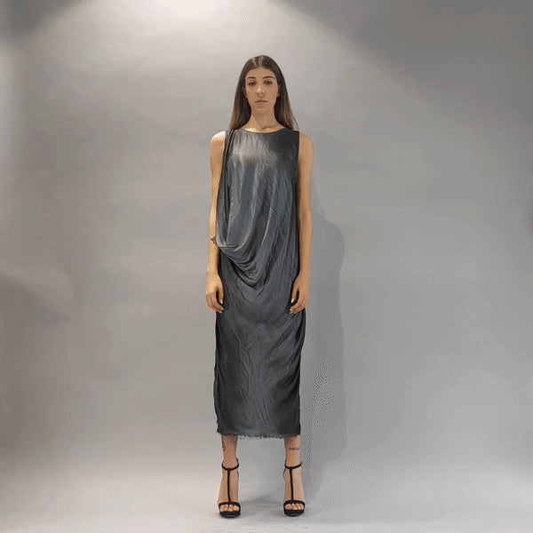 A39B SM193 GREY Sleeveless Dyed Degrade Satin Dress 246 Dresses Dress Woman LA HAINE INSIDE US TEPHRA