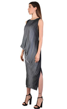 A39B SM193 GREY Sleeveless Dyed Degrade Satin Dress