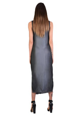A39B SM193 GREY Sleeveless Dyed Degrade Satin Dress