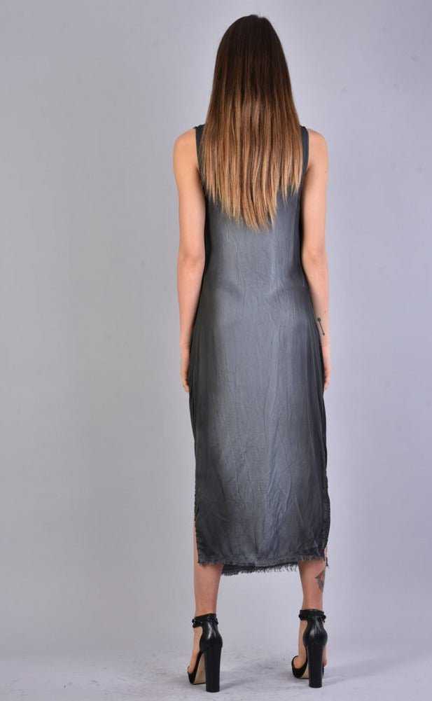 A39B SM193 GREY Sleeveless Dyed Degrade Satin Dress 246 Dresses Dress Woman LA HAINE INSIDE US TEPHRA