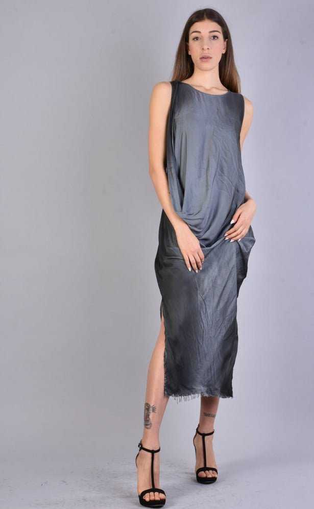 A39B SM193 GREY Sleeveless Dyed Degrade Satin Dress 246 Dresses Dress Woman LA HAINE INSIDE US TEPHRA