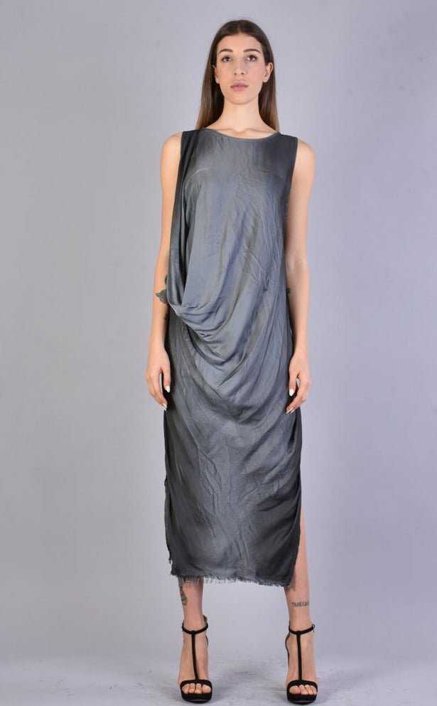 A39B SM193 GREY Sleeveless Dyed Degrade Satin Dress 246 Dresses Dress Woman LA HAINE INSIDE US TEPHRA