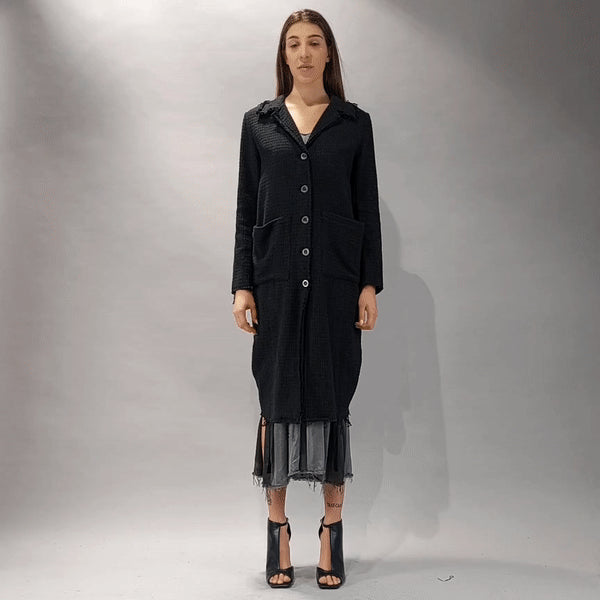 A39B SM200 BLACK Long Gauze Flannel Coat 347 Coats & Jackets Jackets Woman LA HAINE INSIDE US TEPHRA