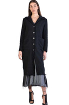 A39B SM200 BLACK Long Gauze Flannel Coat