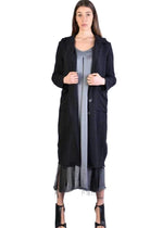 A39B SM200 BLACK Long Gauze Flannel Coat