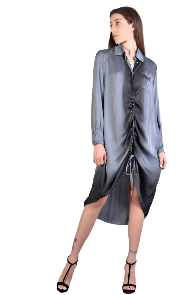 A39B SM206 GREY Satin Degrade Long Shirt