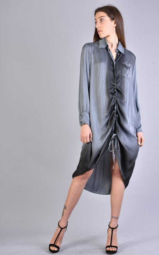 A39B SM206 GREY Satin Degrade Long Shirt.