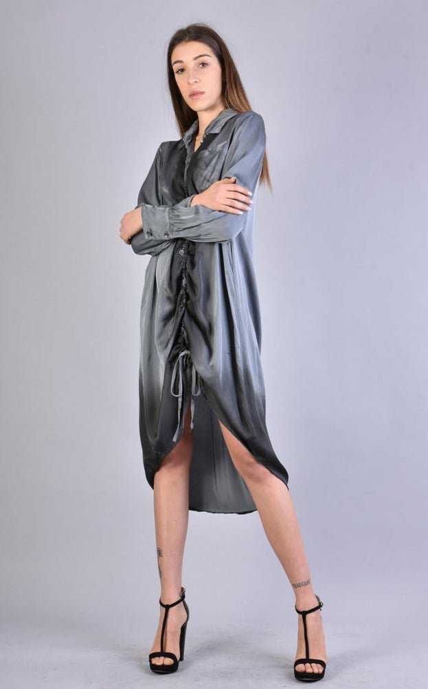 A39B SM206 GREY Satin Degrade Long Shirt.