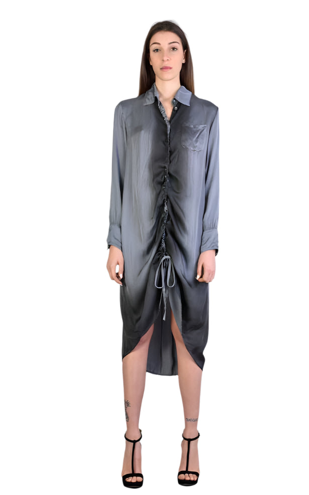 A39B SM206 GREY Satin Degrade Long Shirt