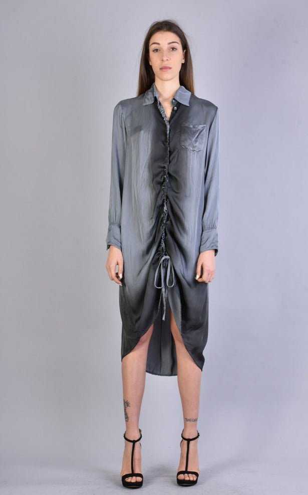 A39B SM206 GREY Satin Degrade Long Shirt 293 TOP Dress Woman LA HAINE INSIDE US TEPHRA