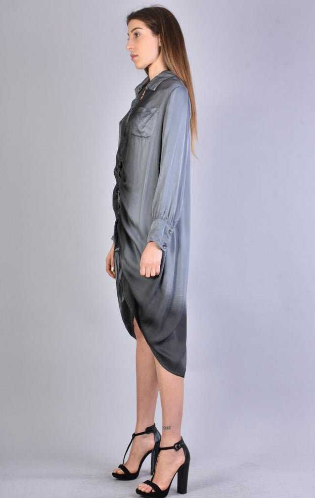 A39B SM206 GREY Satin Degrade Long Shirt 293 TOP Dress Woman LA HAINE INSIDE US TEPHRA