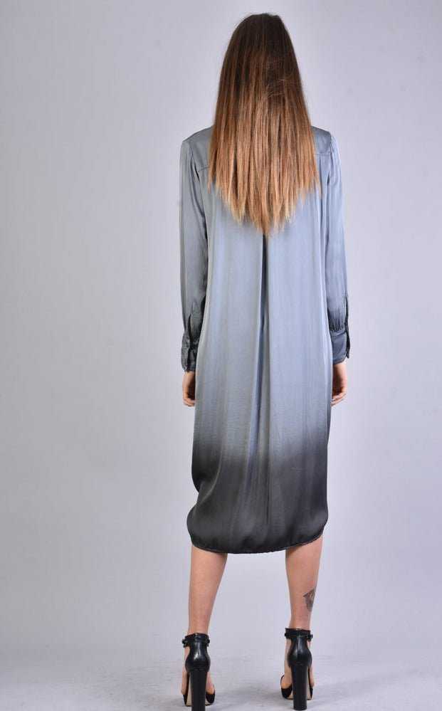 A39B SM206 GREY Satin Degrade Long Shirt 293 TOP Dress Woman LA HAINE INSIDE US TEPHRA