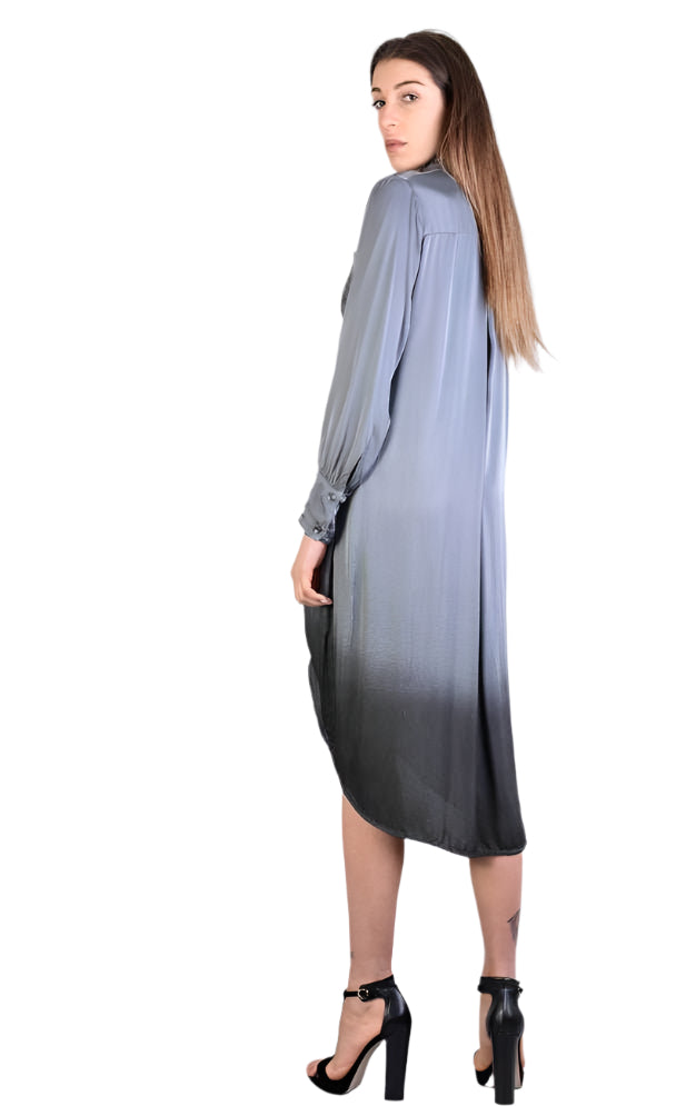 A39B SM206 GREY Satin Degrade Long Shirt