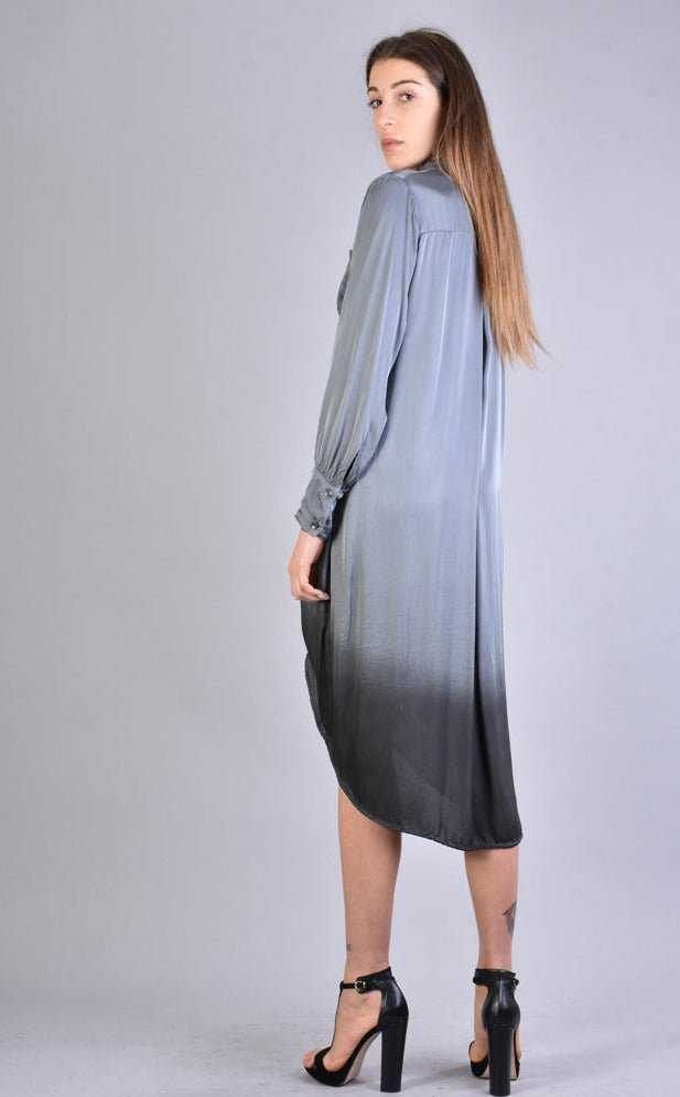 A39B SM206 GREY Satin Degrade Long Shirt.