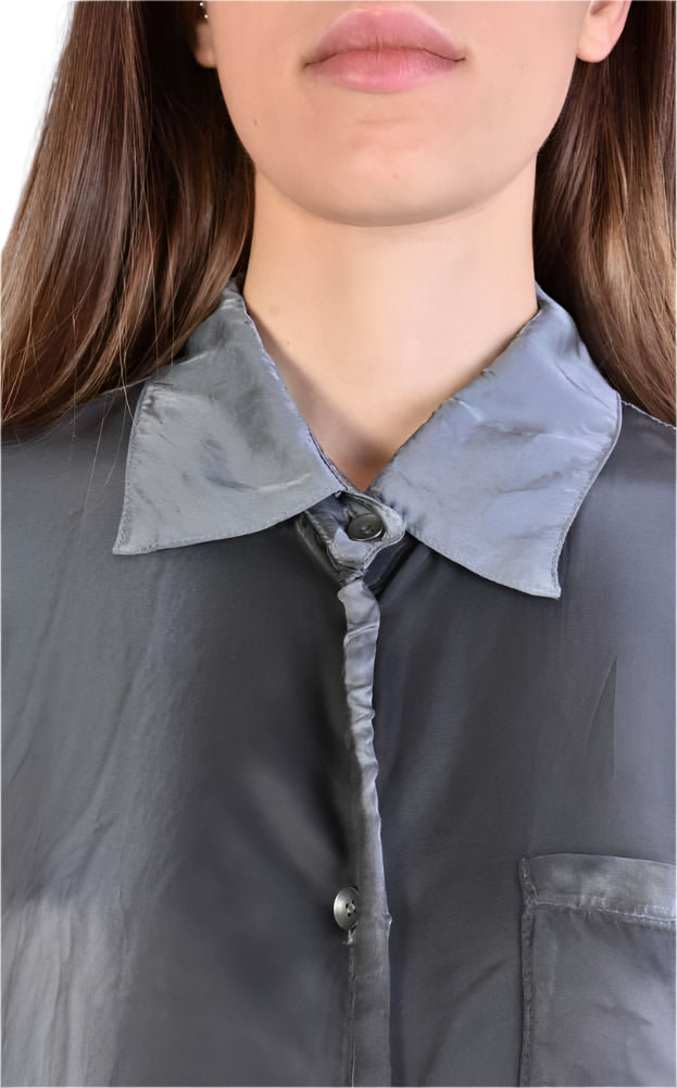 A39B SM206 GREY Satin Degrade Long Shirt