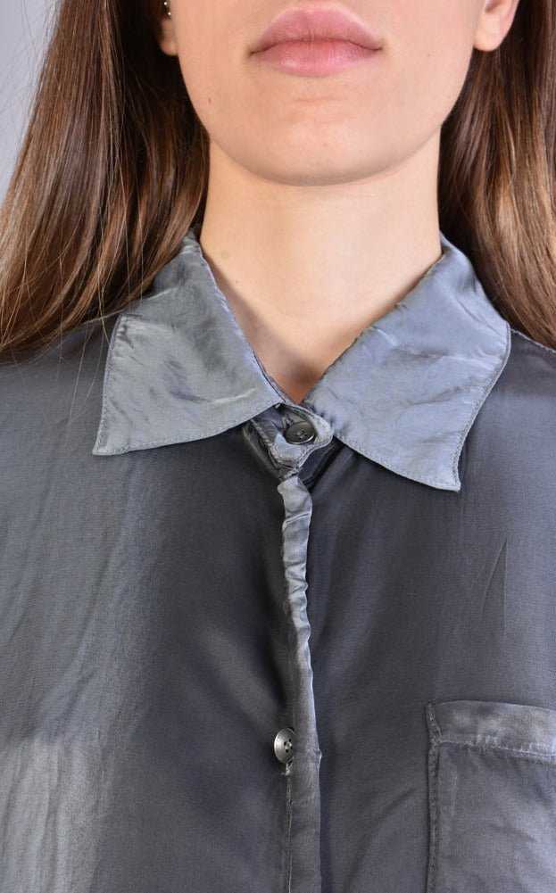 A39B SM206 GREY Satin Degrade Long Shirt.