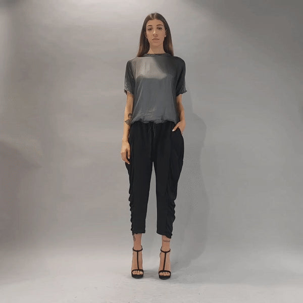 A39B SM207 GREY Degrade Satin Asymmetric T-Shirt 168 TOP Tops Women LA HAINE INSIDE US TEPHRA