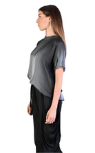 A39B SM20725 GREY Degrade Satin Asymmetric T-Shirt