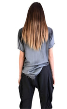 A39B SM20725 GREY Degrade Satin Asymmetric T-Shirt