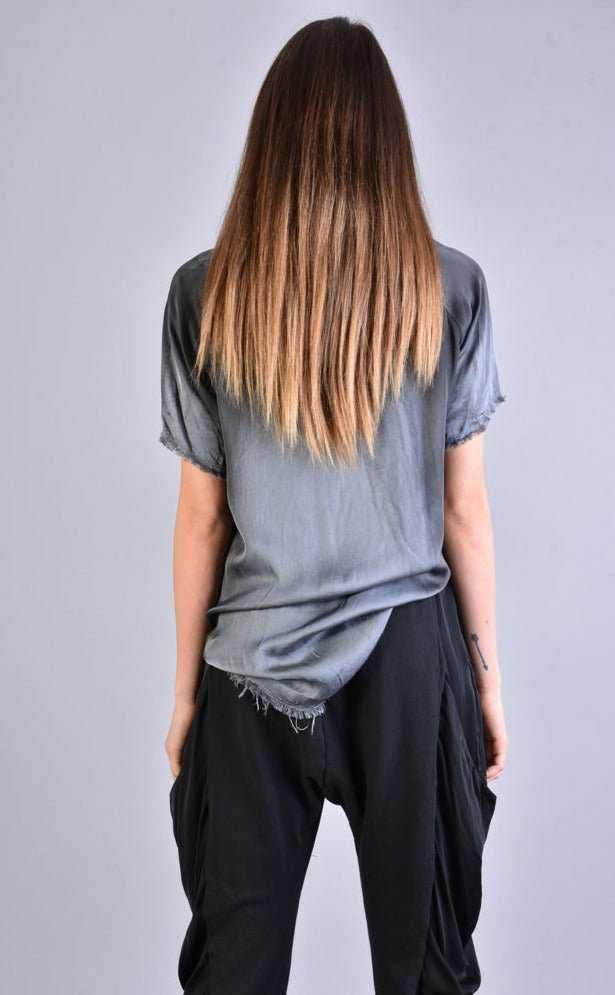 A39B SM207 GREY Degrade Satin Asymmetric T-Shirt 168 TOP Tops Women LA HAINE INSIDE US TEPHRA