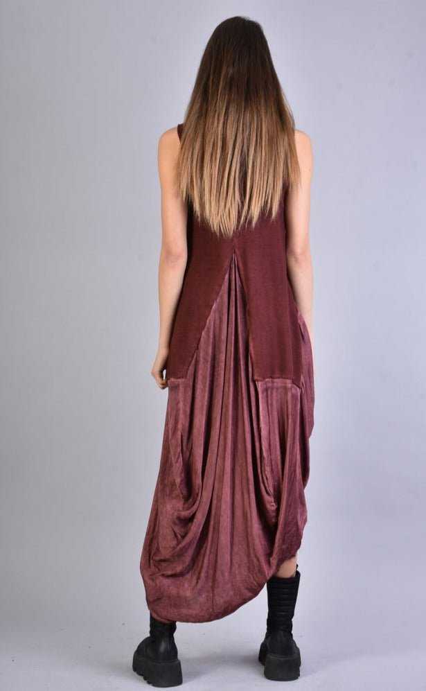 A39B SM214 BLOOD Sleeveless Dyed Degradé Satin Dress.