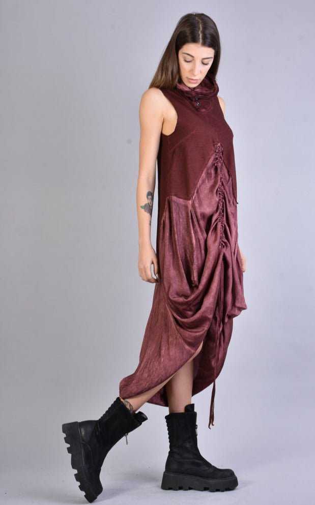 A39B SM214 BLOOD Sleeveless Dyed Degradé Satin Dress.