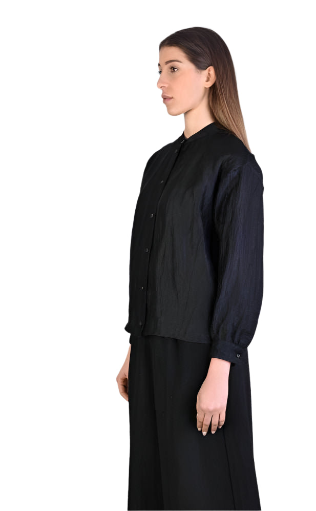 A39B SM223 BLACK Viscose Over Shirt