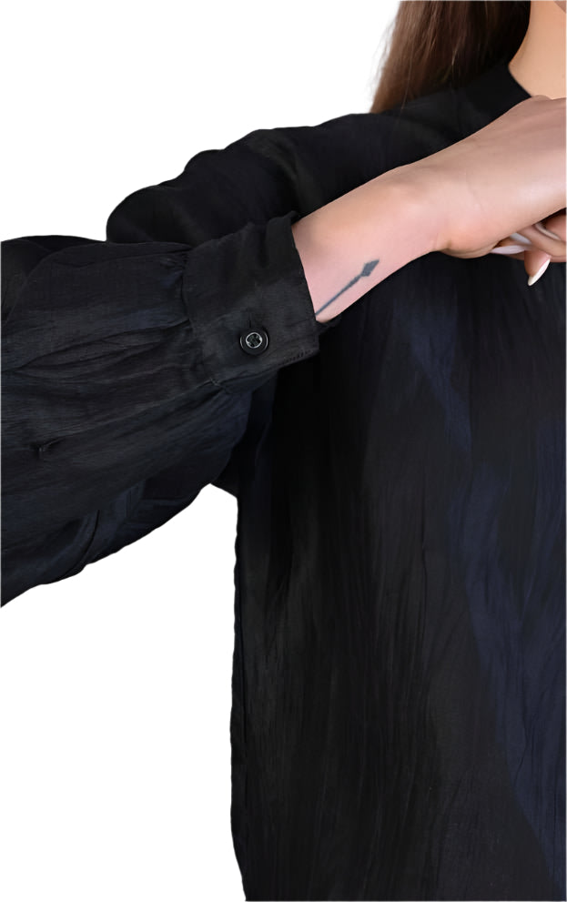 A39B SM223 BLACK Viscose Over Shirt