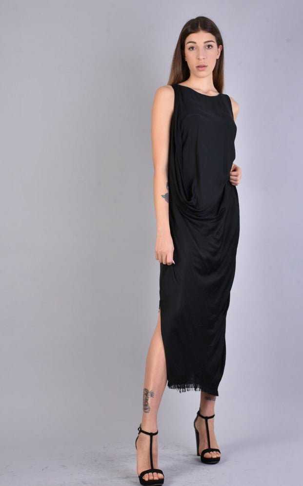 A39B SM229 BLACK Sleeveless Satin Dress, 209 Dresses Dress Woman LA HAINE INSIDE US TEPHRA