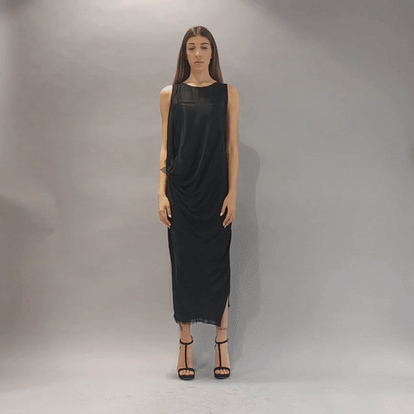 A39B SM229 BLACK Sleeveless Satin Dress, 209 Dresses Dress Woman LA HAINE INSIDE US TEPHRA