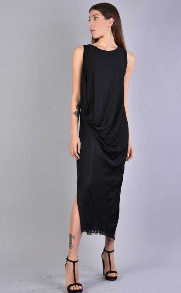 A39B SM229 BLACK Sleeveless Satin Dress, 209 Dresses Dress Woman LA HAINE INSIDE US TEPHRA