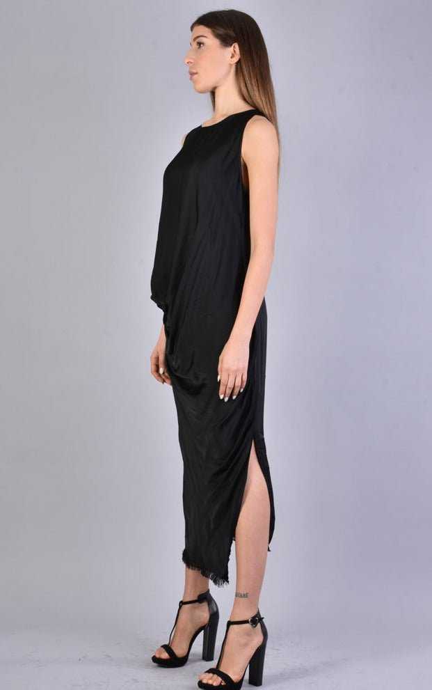 A39B SM229 BLACK Sleeveless Satin Dress, 209 Dresses Dress Woman LA HAINE INSIDE US TEPHRA