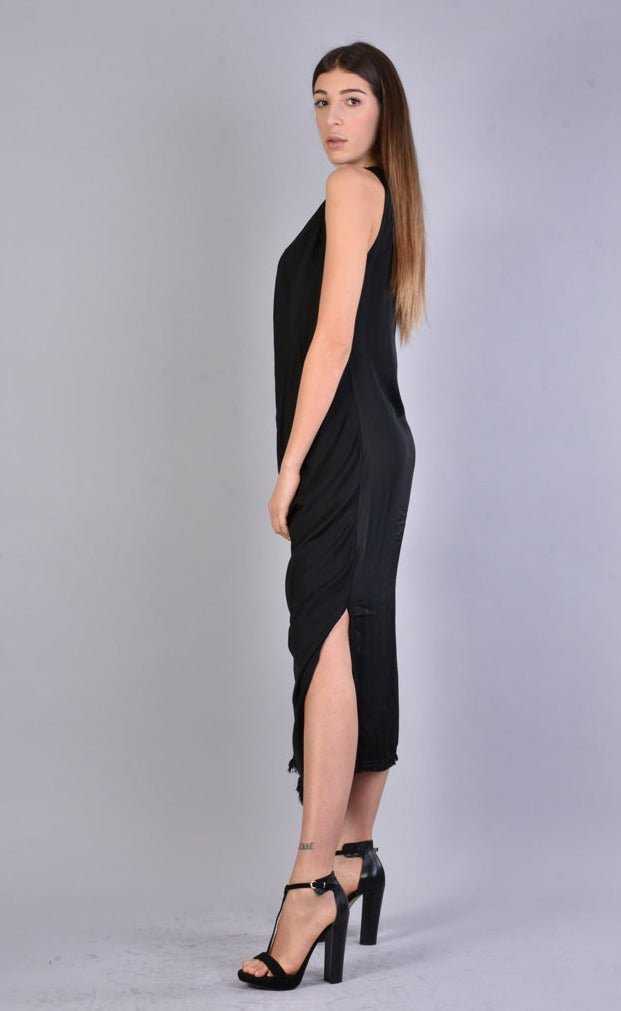 A39B SM229 BLACK Sleeveless Satin Dress, 209 Dresses Dress Woman LA HAINE INSIDE US TEPHRA