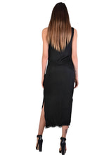 A39B SM229 BLACK Sleeveless Satin Dress,