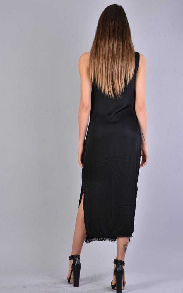 A39B SM229 BLACK Sleeveless Satin Dress, 209 Dresses Dress Woman LA HAINE INSIDE US TEPHRA