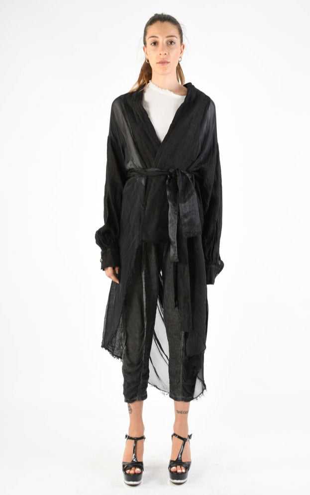 A39B SM26324 DUSTER JACKET Linen & Viscose Silk Black 328 Coats & Jackets Jackets Woman SANTAMUERTE TEPHRA