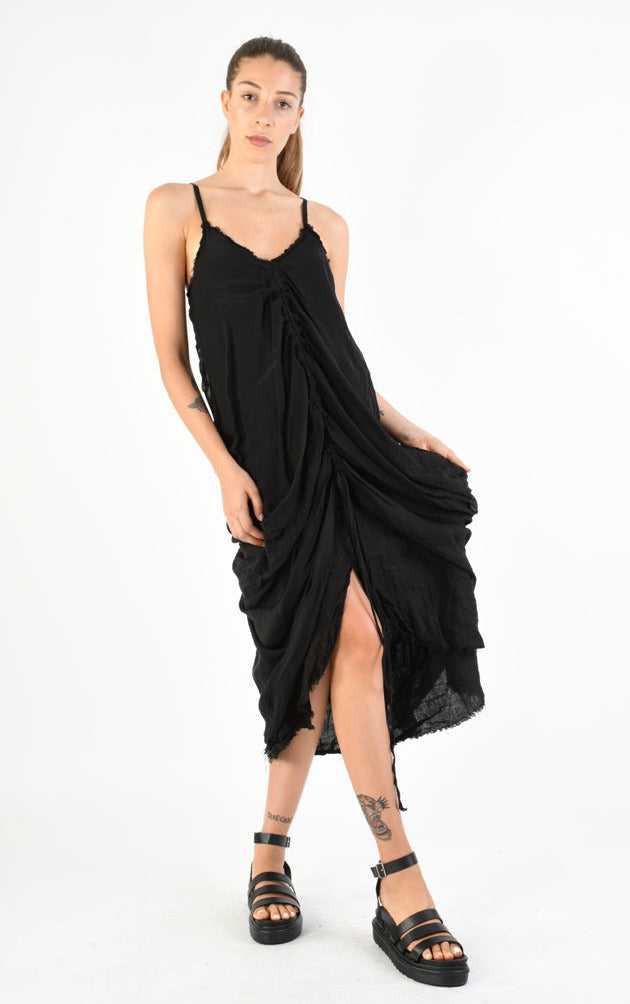 A39B SM27224 Dress Linen Viscose Silk Black Dresses SANTAMUERTE