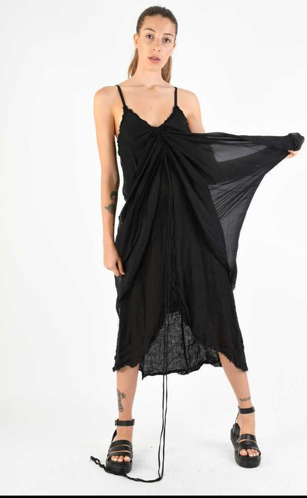 A39B SM27224 Dress Linen Viscose Silk Black.