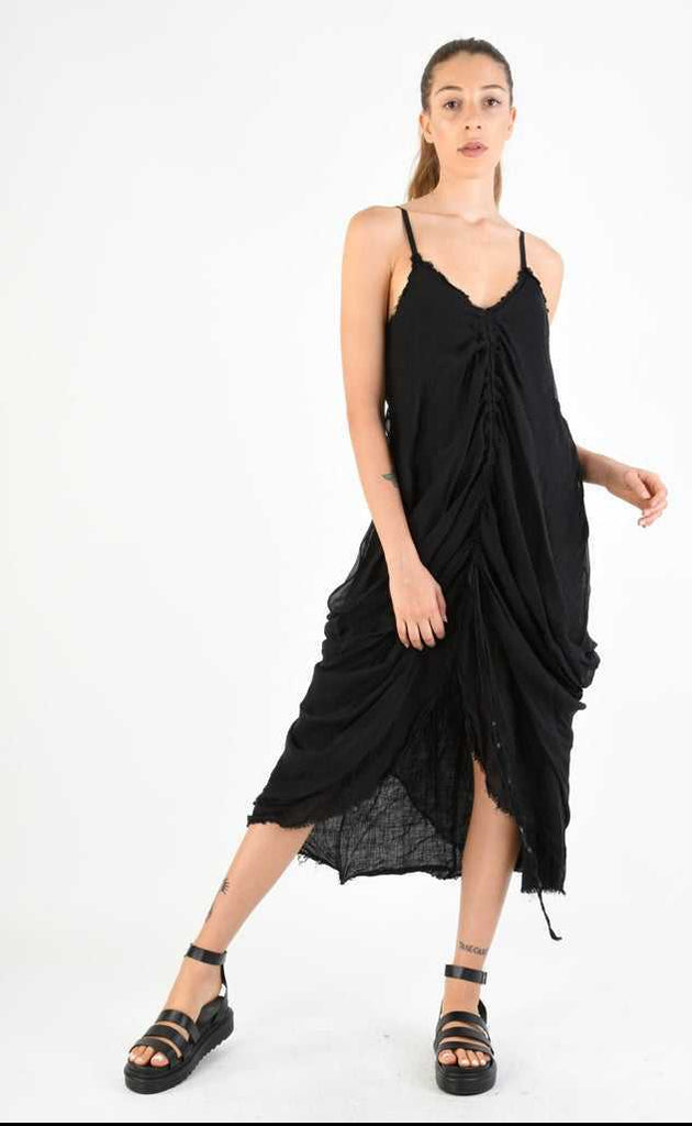 A39B SM27224 Dress Linen Viscose Silk Black 278 Dresses Dress Woman SANTAMUERTE TEPHRA