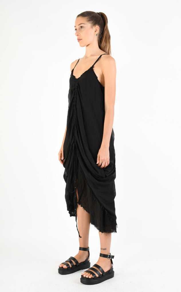 A39B SM27224 Dress Linen Viscose Silk Black.