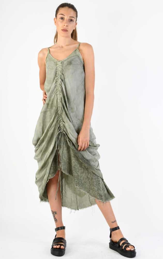 A39B SM27224 Dress Linen & Viscose Silk Olive Dresses SANTAMUERTE