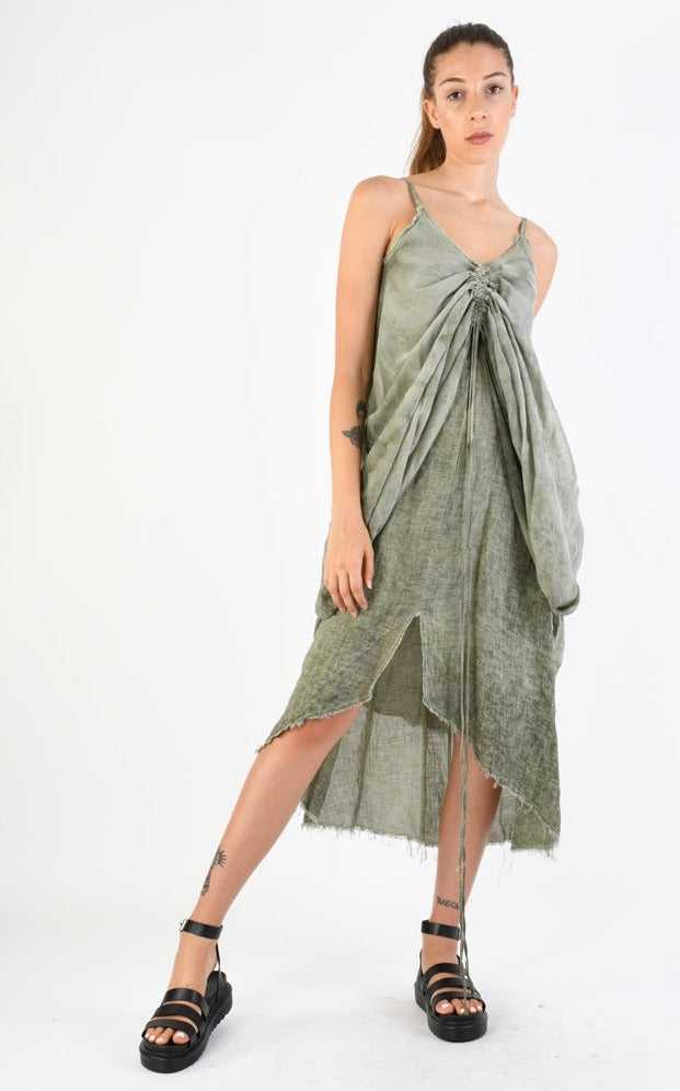 A39B SM27224 Dress Linen & Viscose Silk Olive 278 Dresses Dress Woman SANTAMUERTE TEPHRA