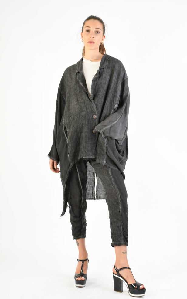 A39B SM27624 JACKET Over Linen & Viscose Silk Dyed Cold Grey Storm 348 Coats & Jackets Jackets Woman SANTAMUERTE TEPHRA