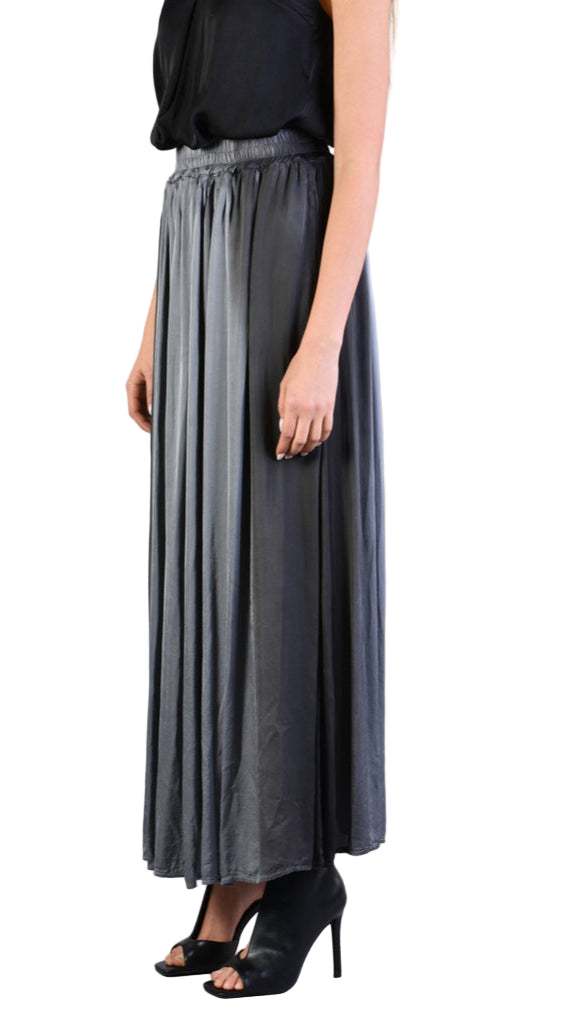 A39B SM20825 Long SKIRT in Gray Degrade Satin