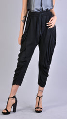 A39B SM21525 PANTS in Cold Dyed Fleece & Black Satin