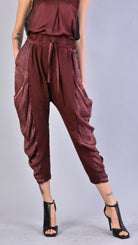 A39B SM21525 PANTS in Cold Dyed Fleece & Blood Satin