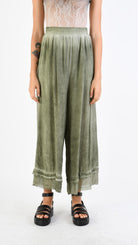 A39B SM33925 Palazzo PANTS in OLIVE Marbled Dyed Viscose Tencel