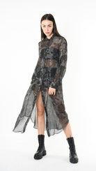 A39B SM43125 CHEMISIER Viscose Silk Dyed Cold Green Tuscany - Grey